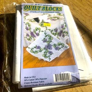 Fairway Stamped Quilt Blocks for Embroidery (6) Rose Vine New